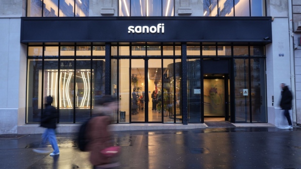 The Sanofi SA headquarters in Paris, France, on Thursday, Feb. 1, 2024. Sanofi posted fourth-quarter earnings that were just shy of estimates amid unfavorable currency movements and tepid demand for flu shots. Photographer: Nathan Laine/Bloomberg