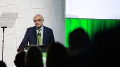 <p>Bharat Masrani, president and chief executive officer of Toronto-Dominion Bank, speaks during the bank’s annual meeting. </p>